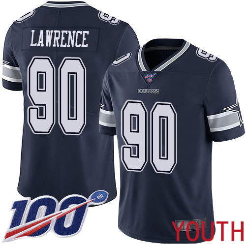 Youth Dallas Cowboys Limited Navy Blue DeMarcus Lawrence Home #90 100th Season Vapor Untouchable NFL Jersey->youth nfl jersey->Youth Jersey